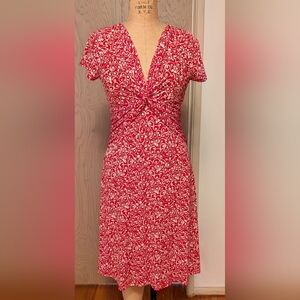 Connected Apparel Pink and White Swirl Midi Dress